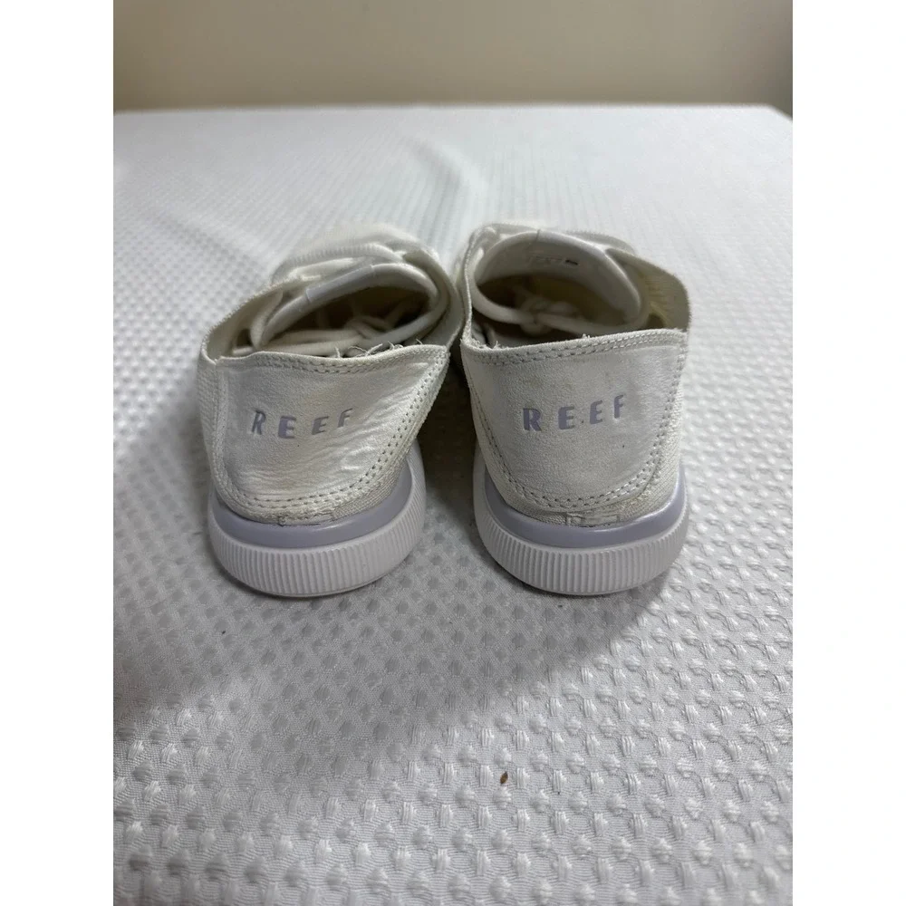 Reef Sneakers Kids 6 Neptune White Knit Fold Down Heel EUC